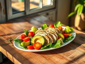 Salada Tropical de Abacate com Frango Grelhado